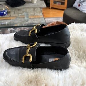 MIA Black Flats with Gold Chain Detail